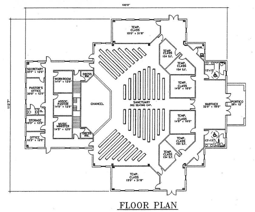 Church Building Floor Plan Design