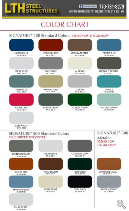 Steel Building Colors Charts