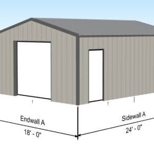 Medium Steel Garage Kit - 18' x 24' x 9'